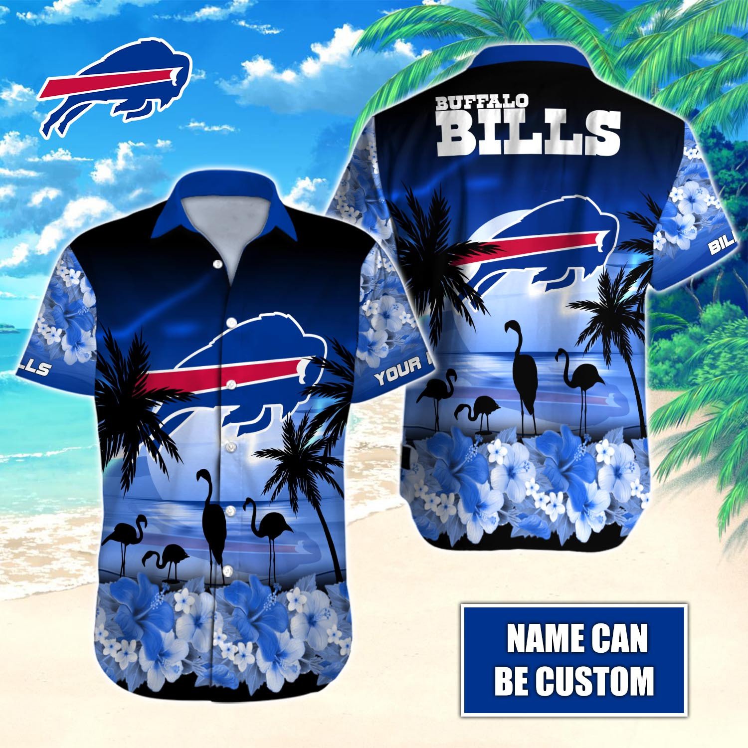 Buffalo Bills Custom Name Hawaiian Shirt T-40718 - Funnymugsandshirts Fashion