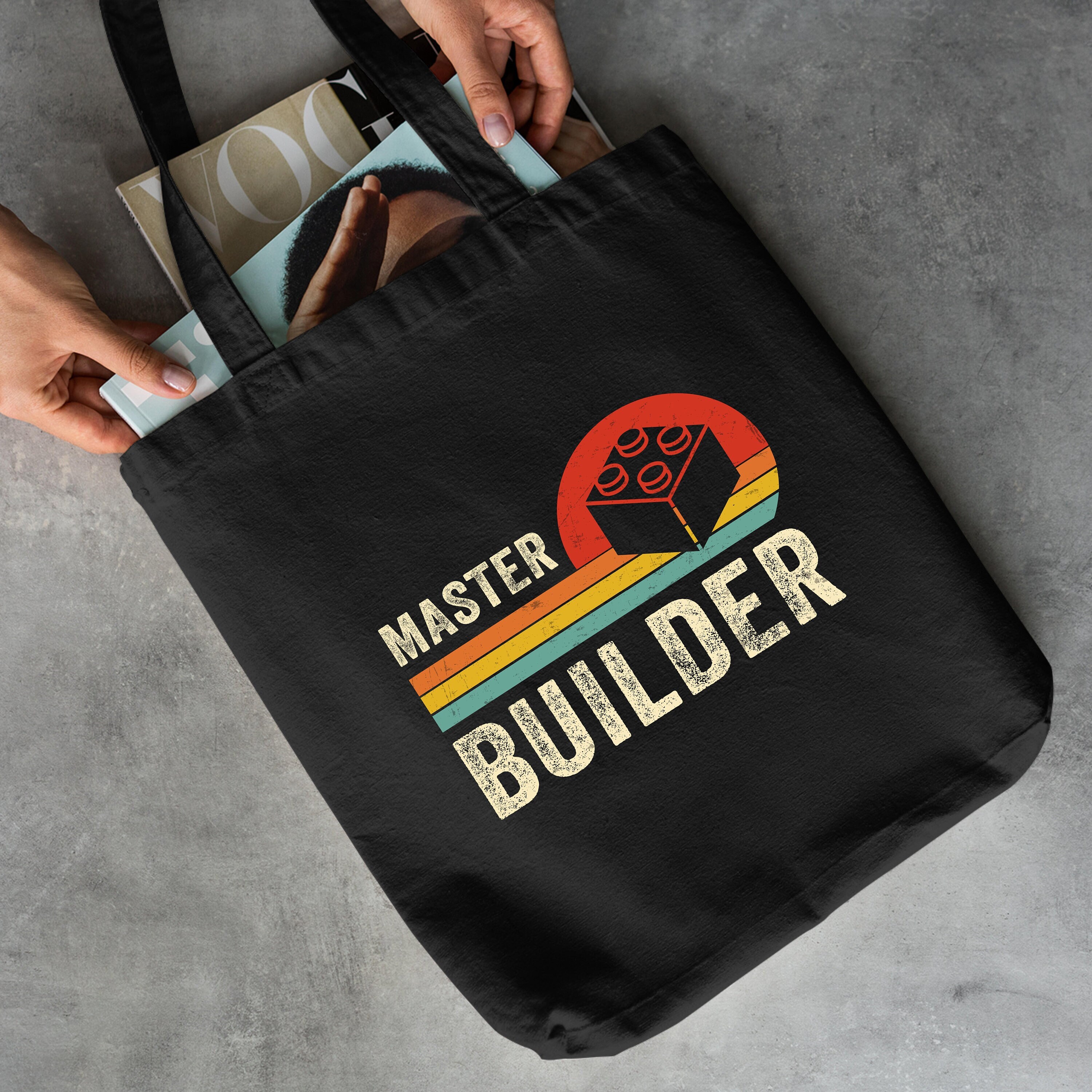 Master Builder Tote Bag,Gift For Kids,Building Block,Reusable Bag,Student Gift,Back To School,Kindergarten Gift,Library Bookish Tote Bag