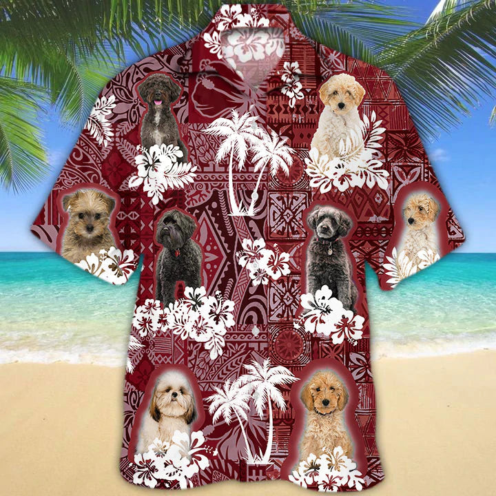 Schnoodle Red Hawaiian Shirt, Gift For Dog Lover Shirts, Men’S Hawaiian Shirt, Summer Hawaiian Aloha Shirt