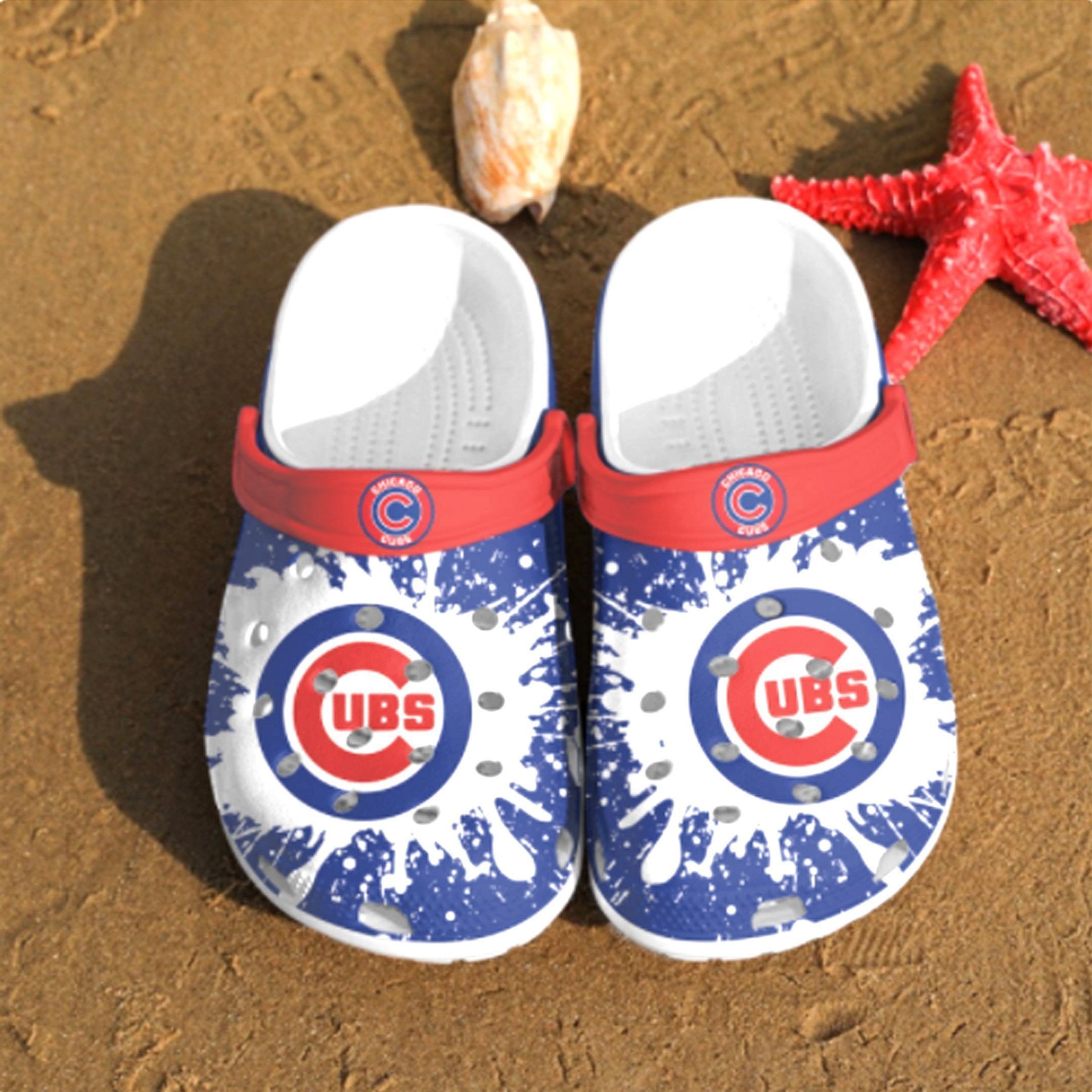 Chicago Cubs MLB Team Logo Blue And White Painting Crocss Classic Clogs Shoes Ver155