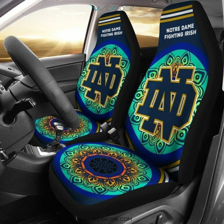 Notre Dame Fighting Irish Green Blue Car Seat Cover Set CSC6556