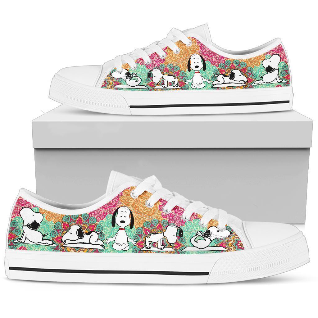 Snoopy Yoga Style Sneakers Low Top Shoes Yoga Lover Bespoketshirt Collections