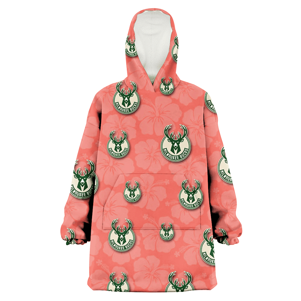 Milwaukee Bucks Peach Puff Hibiscus Tomato Orange Background 3D Printed Hoodie Blanket Snug Hoodie