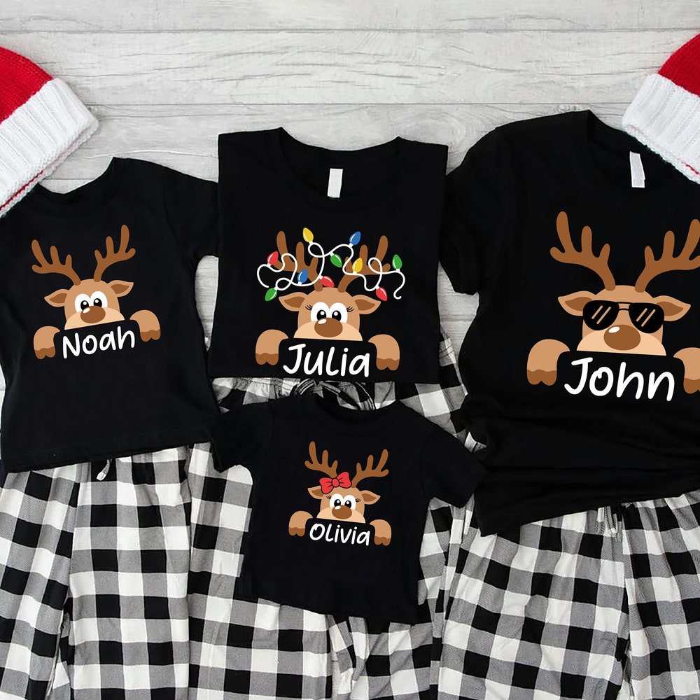 Reindeer Family Christmas Shirt,Personalized Christmas Family Shirt,Custom Family Name Tee,Funny Christmas Tee,Gift For Christmas,Xmas Gift Wear Your Personality