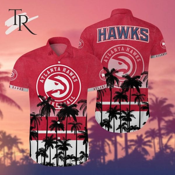 Nba Atlanta Hawks Tropical Palm Trees Pattern Team Logo 3D Hawaiian Shirt