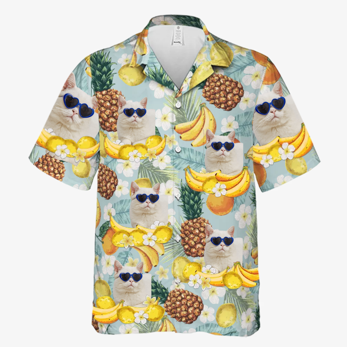 Tropical Fruit Pattern – Dog & Cat Personalized Custom Unisex Hawaiian Shirt – Upload Image, Dog Face, Cat Face