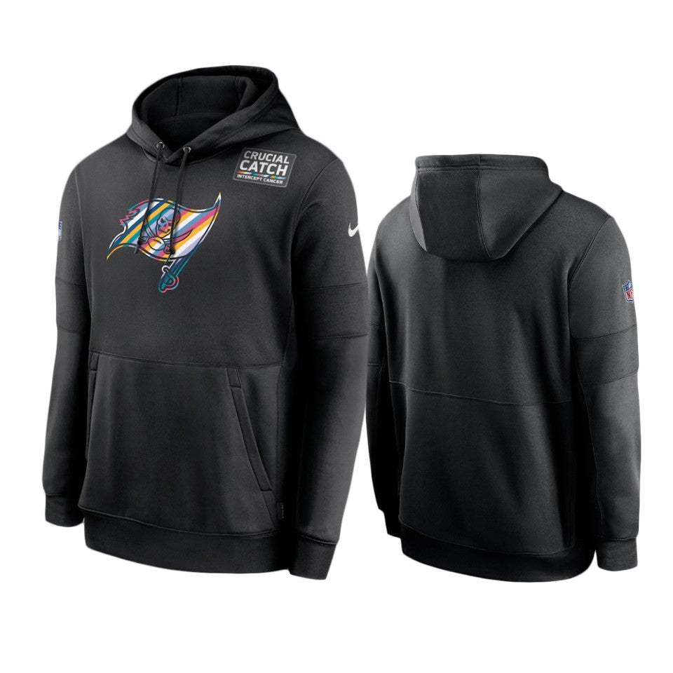 Tampa Bay Buccaneers Black Sideline Performance Crucial Catch Pullover Hoodie