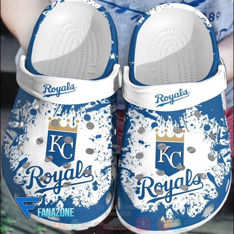 Kansas City Royals Logo Baseball MLB White Sander Blue Crocss Classic Clogs Shoes Ver280