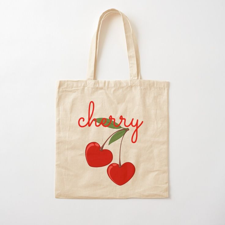 Cherry Tote Bag Cotton Tote Bag by kissywara, Best Tote Bags Ideas, Cute Tote Bags Ideas, Tote Bag Design Ideas, Girls Tote Bag, Best Canvas Tote Bags Ideas