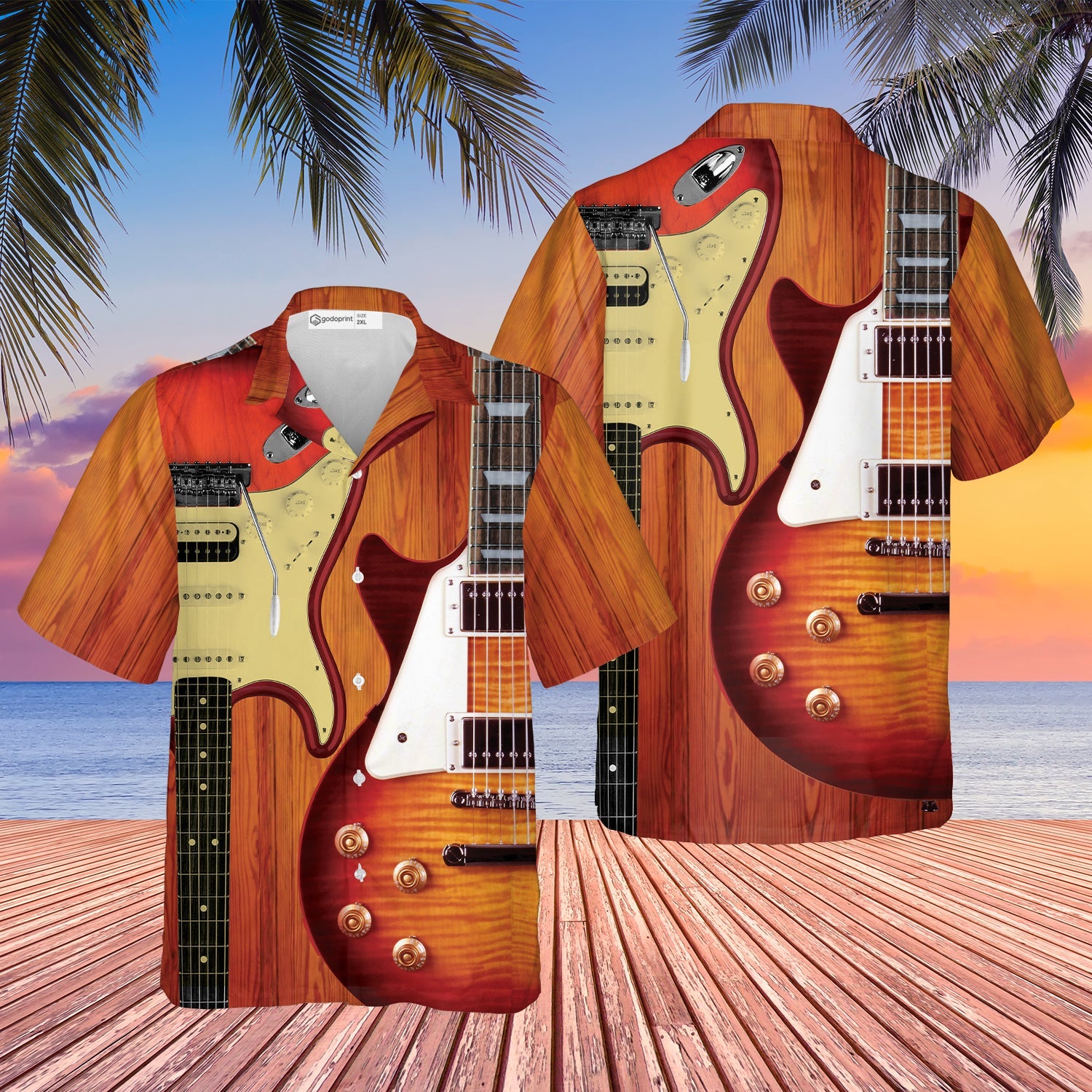 Love Electric Bass Guitar Hawaiian Shirt Short Sleeve Button Down For Men Tee Gift For Guitarist Musician