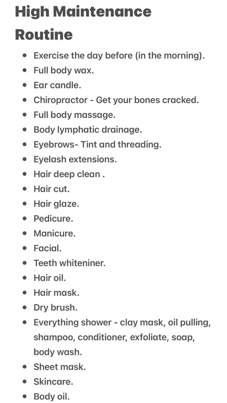 high maintenance routine. Ideas 0502 …