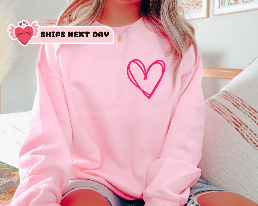 Valentines Heart Sweatshirt, Women Valentine'S Day Hoodie, Couple Gift Sweatshirt, Pocket Heart Hoodie, Anniversary Day Gift,Christmas Gift Prowallart Shop