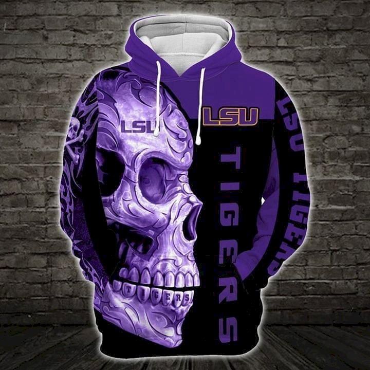 Lsu Tigers Ncaa Skull 3D Hoodie Sweatshirt