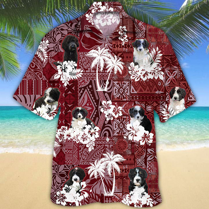 Border Doodle Hawaiian Shirt, Dog In Hawaii Shirt Tribal Pattern, Dog Lover Gifts