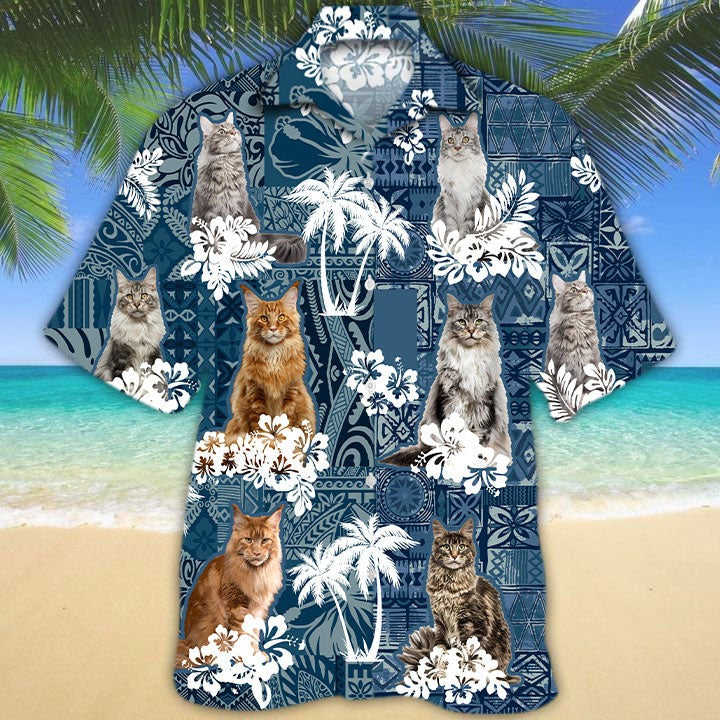 Maine Coons Hawaiian Shirt, Cat Hawaii Shirt, Cat Breeds In Hawaii Shirts, 3D Hawaiian Shirts For Summer