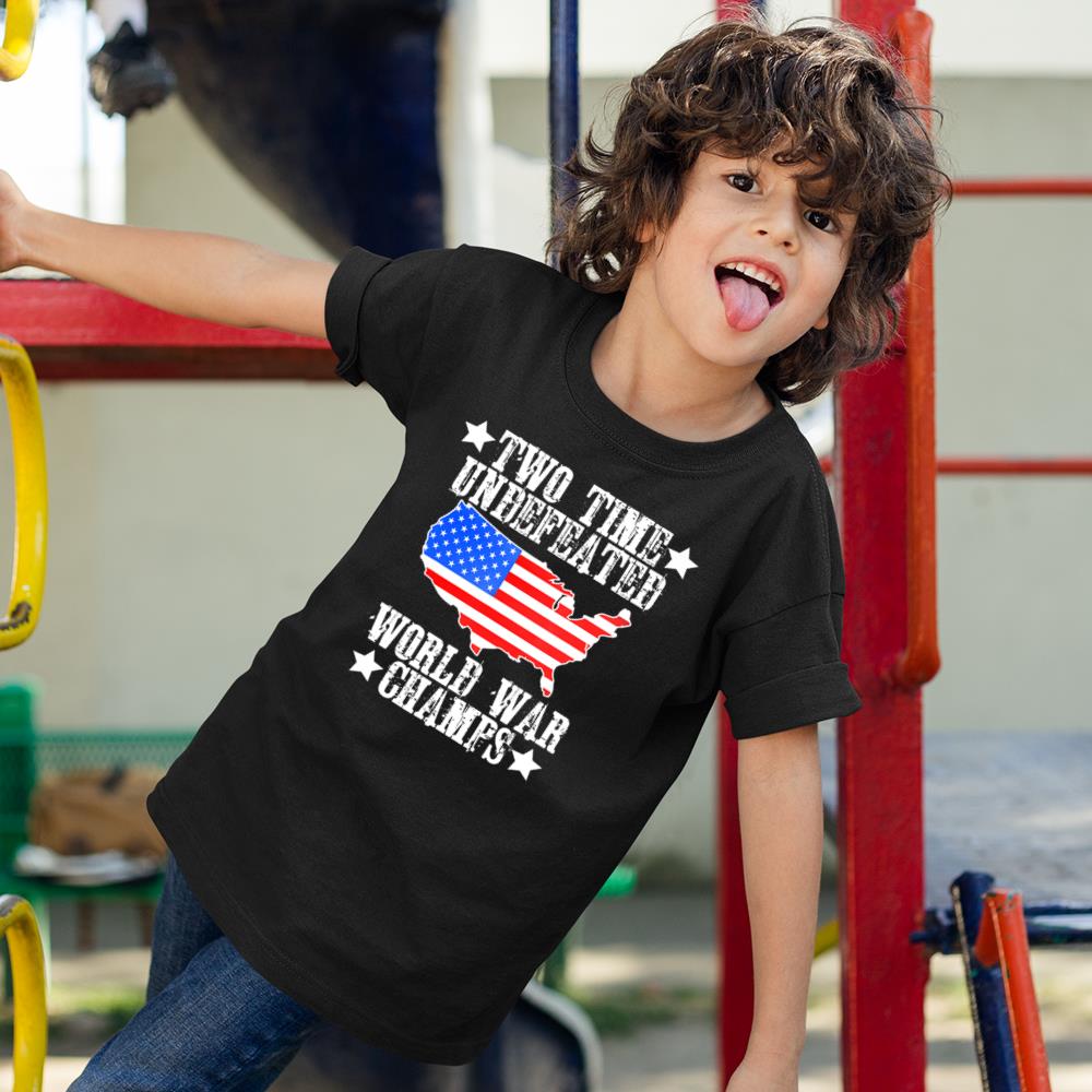 Undefeated Two 2 Time World War Champs Champions T Shirt Usa T-Shirt Kids T Shirt