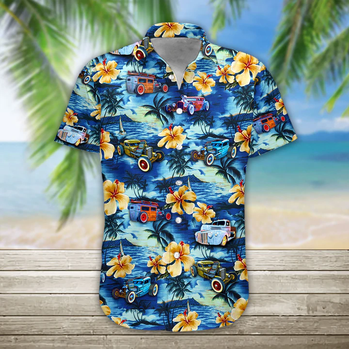 3D Rat Rod Hawaii Shirt, Men’S Hawaiian Shirt Casual Button Down Shirts, Short Sleeve Hawaiian Shirts For Men