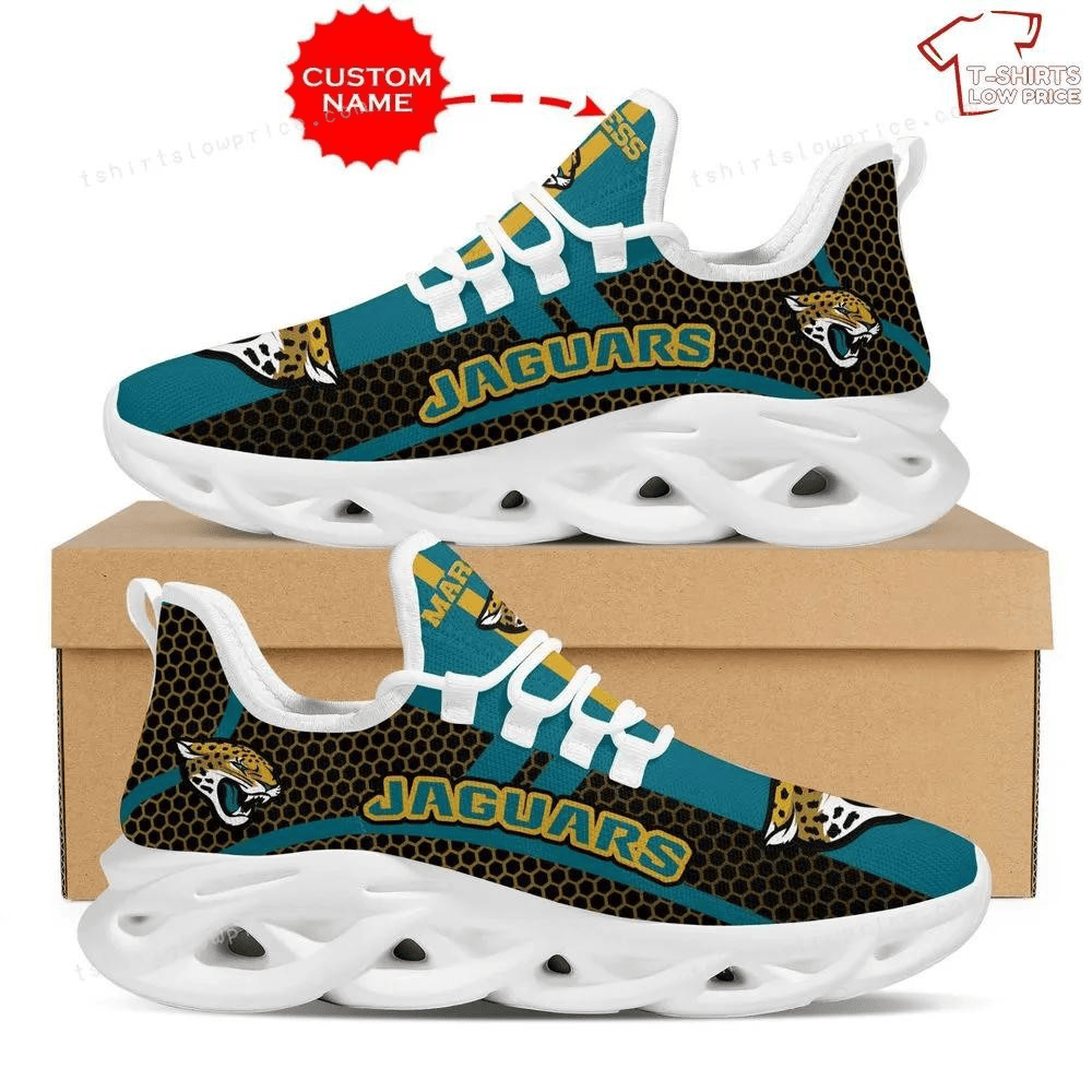 Personalize Jacksonville Jaguars Teal Black Max Soul Shoes MS5588