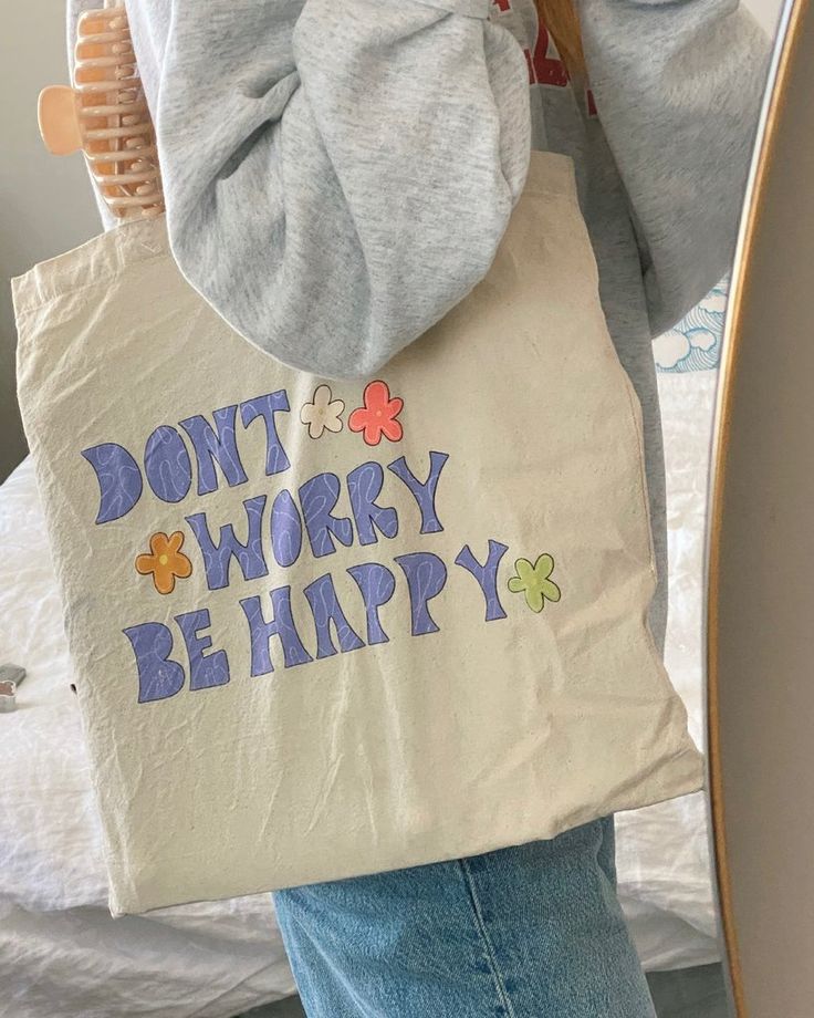 DONT WORRY BE HAPPY TOTE N289, Best Tote Bags Ideas, Cute Tote Bags Ideas, Tote Bag Design Ideas, Girls Tote Bag, Best Canvas Tote Bags Ideas