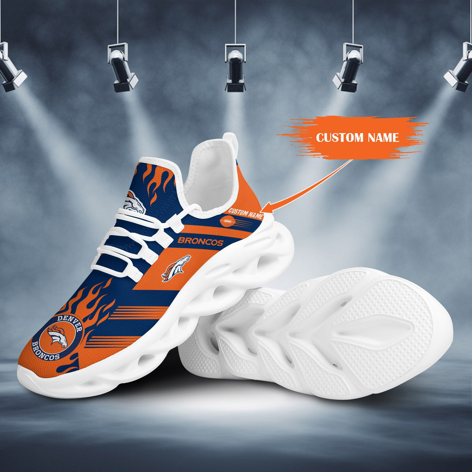 Denver Broncos Personalized Clunky Sneaker Max Soul Shoes MS2142