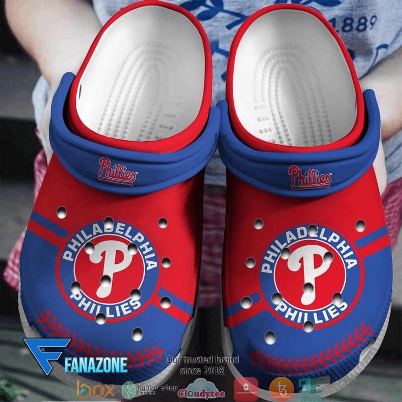 Philadelphia Phillies Red Logo Baseball MLB Red Blue Crocss Classic Clogs Shoes Ver198