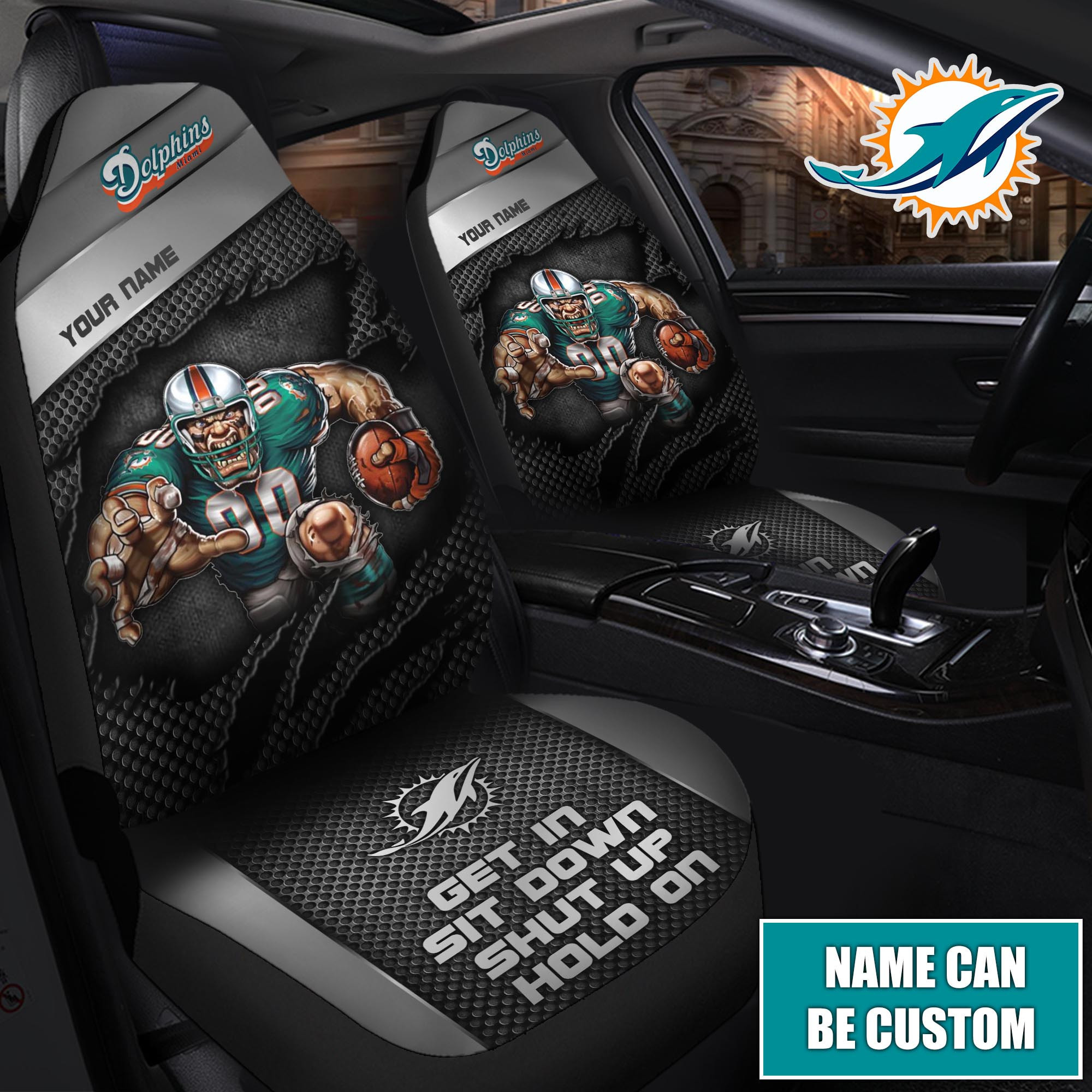 Miami Dolphins Customized Car Seat Cover Set CSC6524