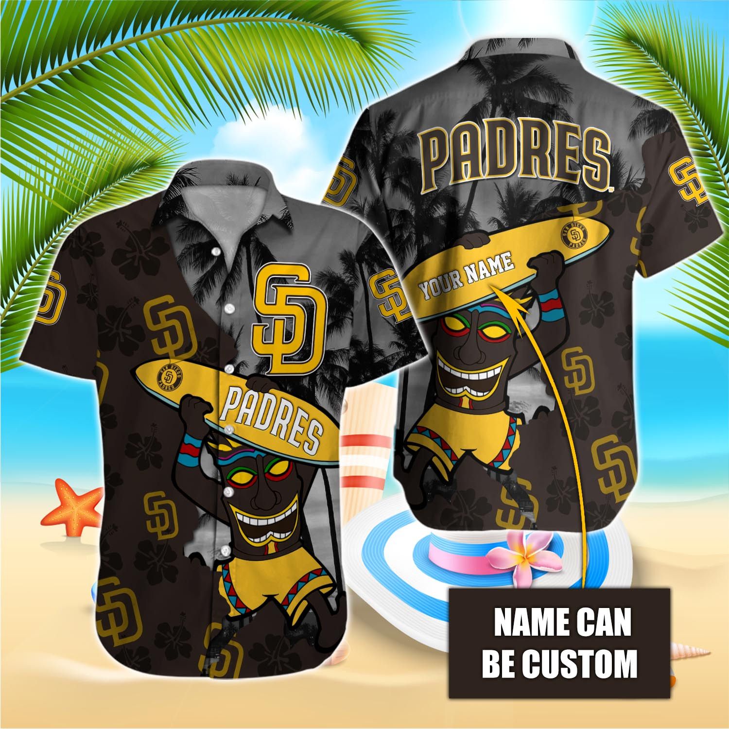 San Diego Padres Custom Name Printed Beach Shirt