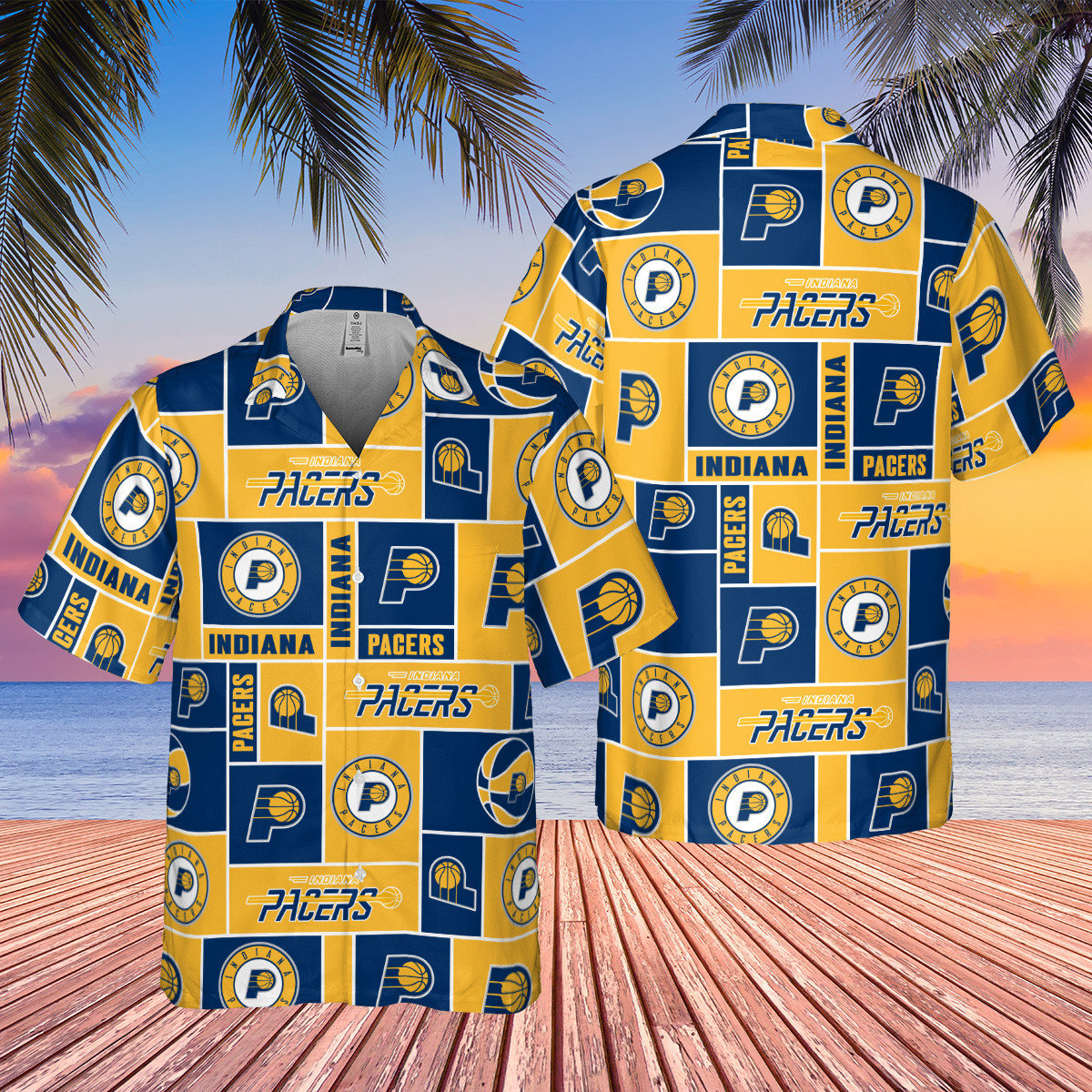 Indiana Pacers Nba Basketball Logo Collection Pattern Hawaiian Shirt