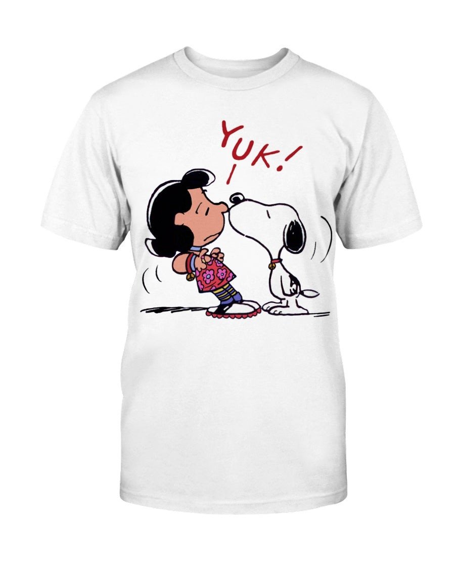 Vintage 80S Peanuts Gang Snoopy Kissing Lucy Yuk 1988 T Shirt 081821