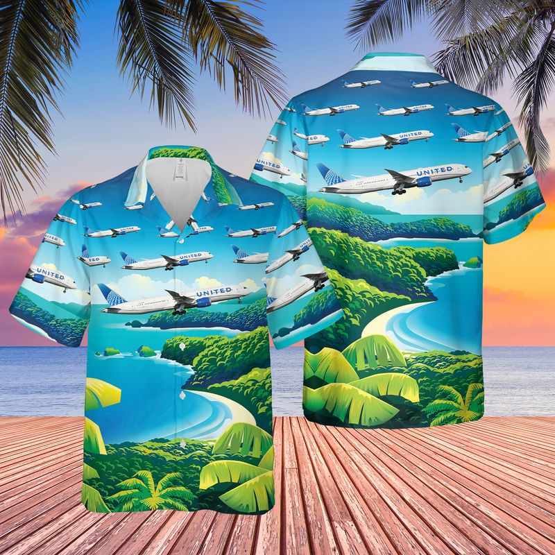 United Airlines Boeing 787-9 Dreamliner Hawaiian Shirt, Hawaiian Shirt For Men, Women