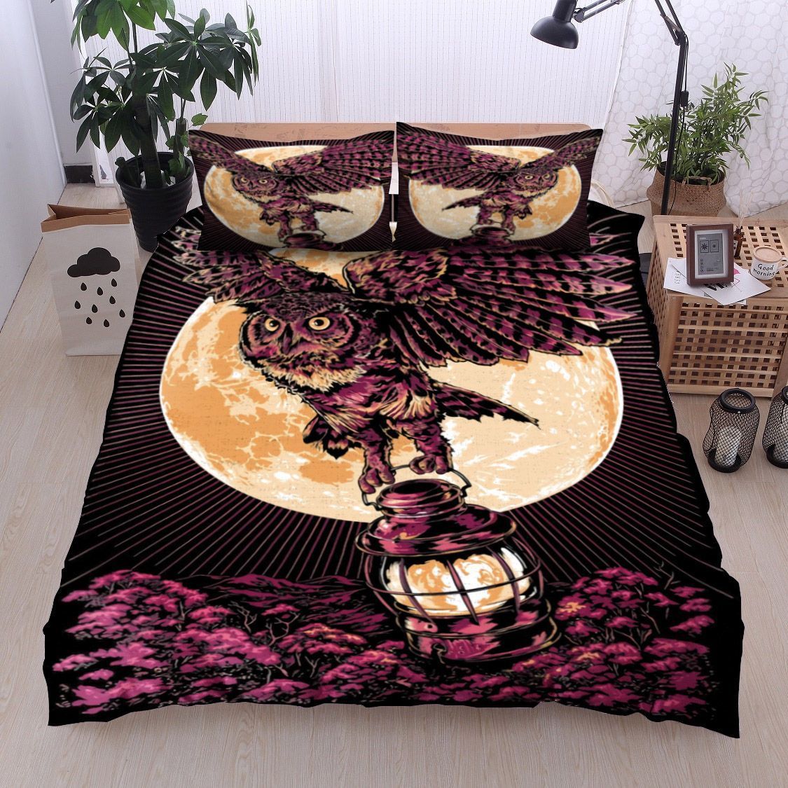 3D Owl Hold The Lamp At Night Cotton …