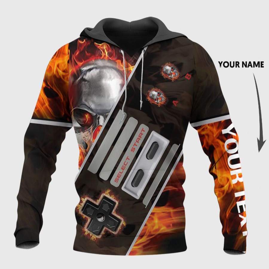 Retro Game Controller Skull On Fire …