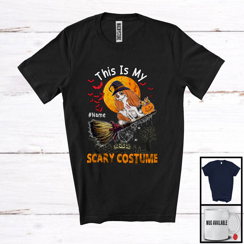 Personalized My Scary Costume, Lovely Halloween Custom Name King Charles Spaniel, Witch Broom T-Shirt Halloween 2025
