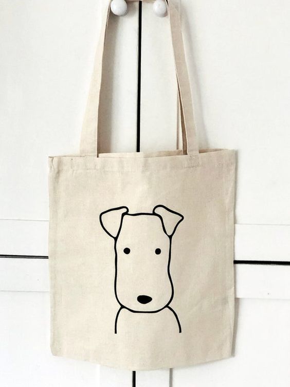 Fox Terrier Tote Bag, Canvas Tote Bags, Tote Bag Design, Tote Bag Idea