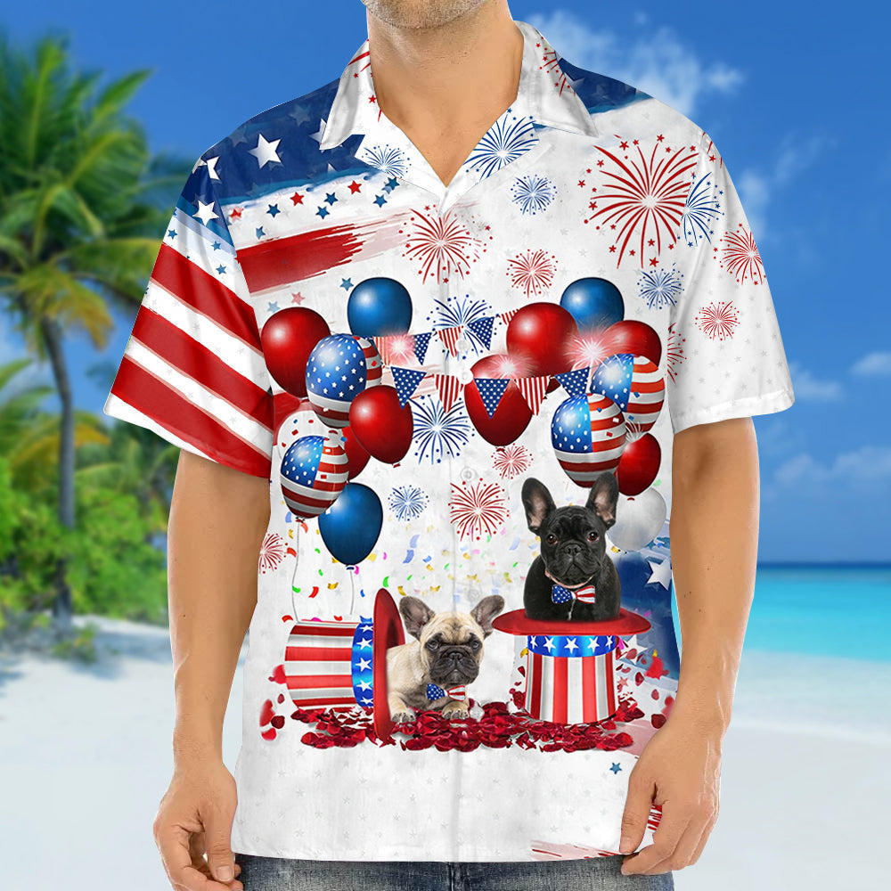 French Bulldog Independence Day Hawaiian Shirt, Dog Hawaii Beach Shirt Short Sleeve For 4Th Of July