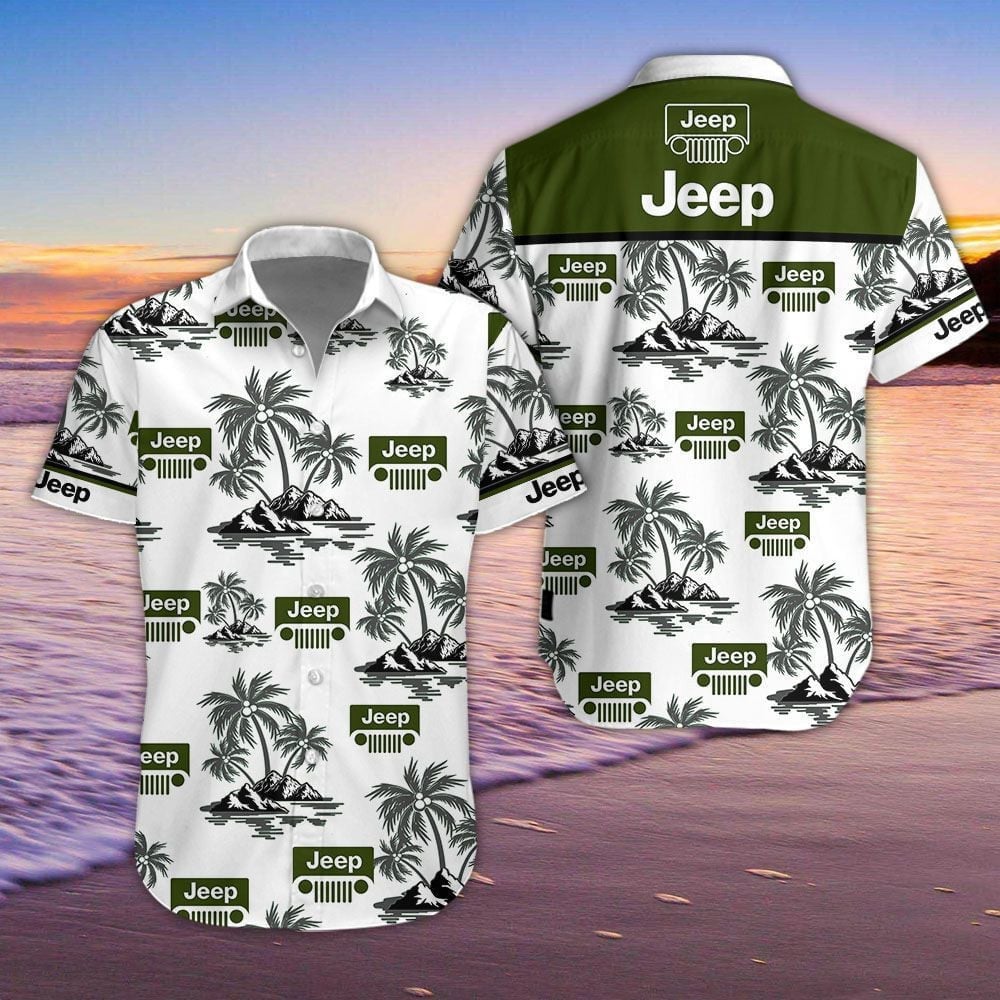 Jeep Car Island Palm Trees And Logo 3D Hawaiian Shirt