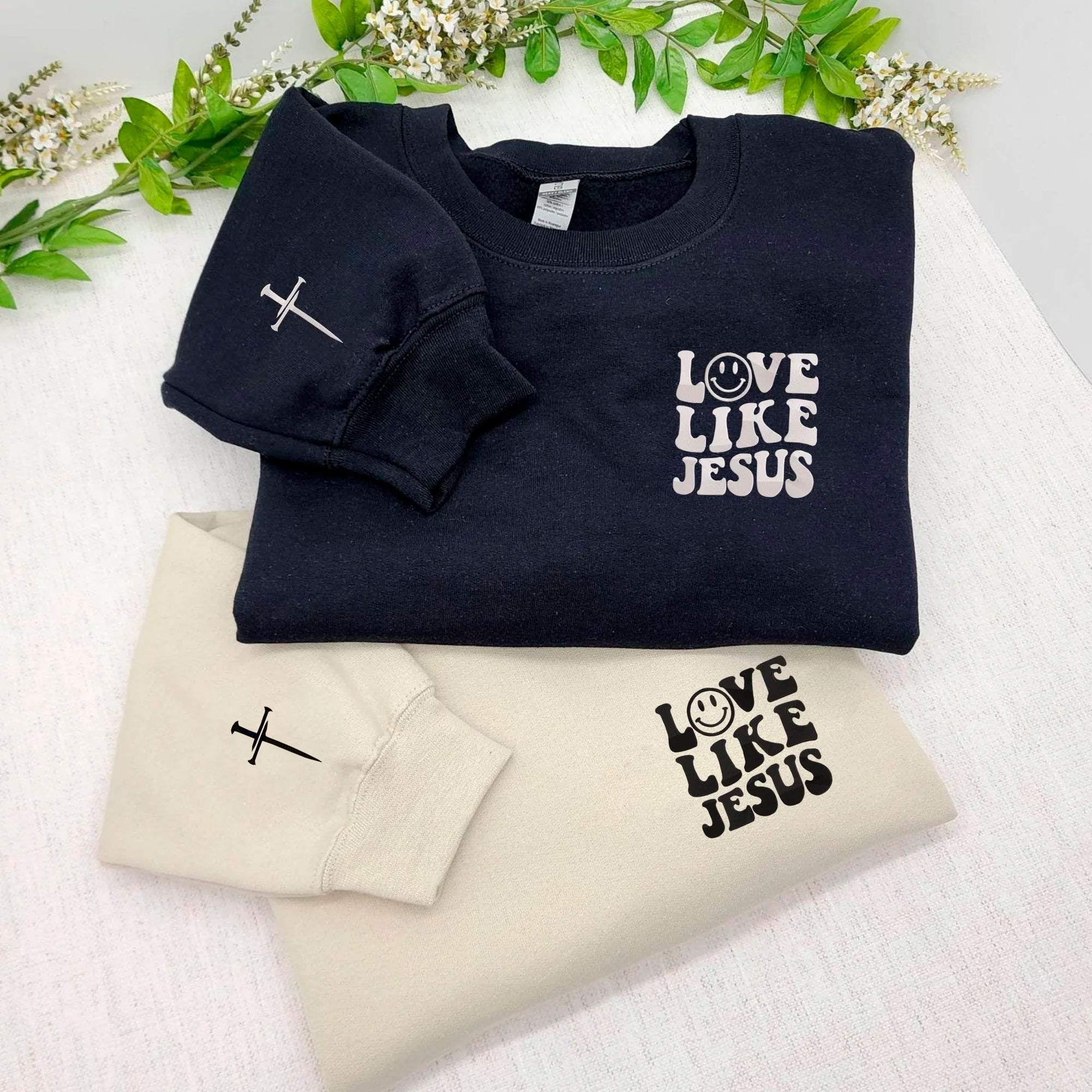 Love Like Jesus Embroidered Sweatshirt 2D Crewneck Sweatshirt All Over Print Sweatshirt For Women Sweatshirt For Men Sws5726