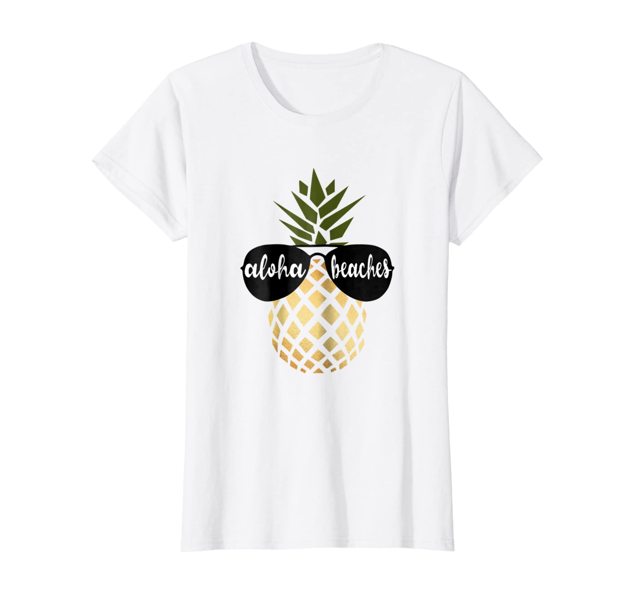 Womens Aloha Beaches Pineapple Hawaiian Gold Bachelorette Shirt