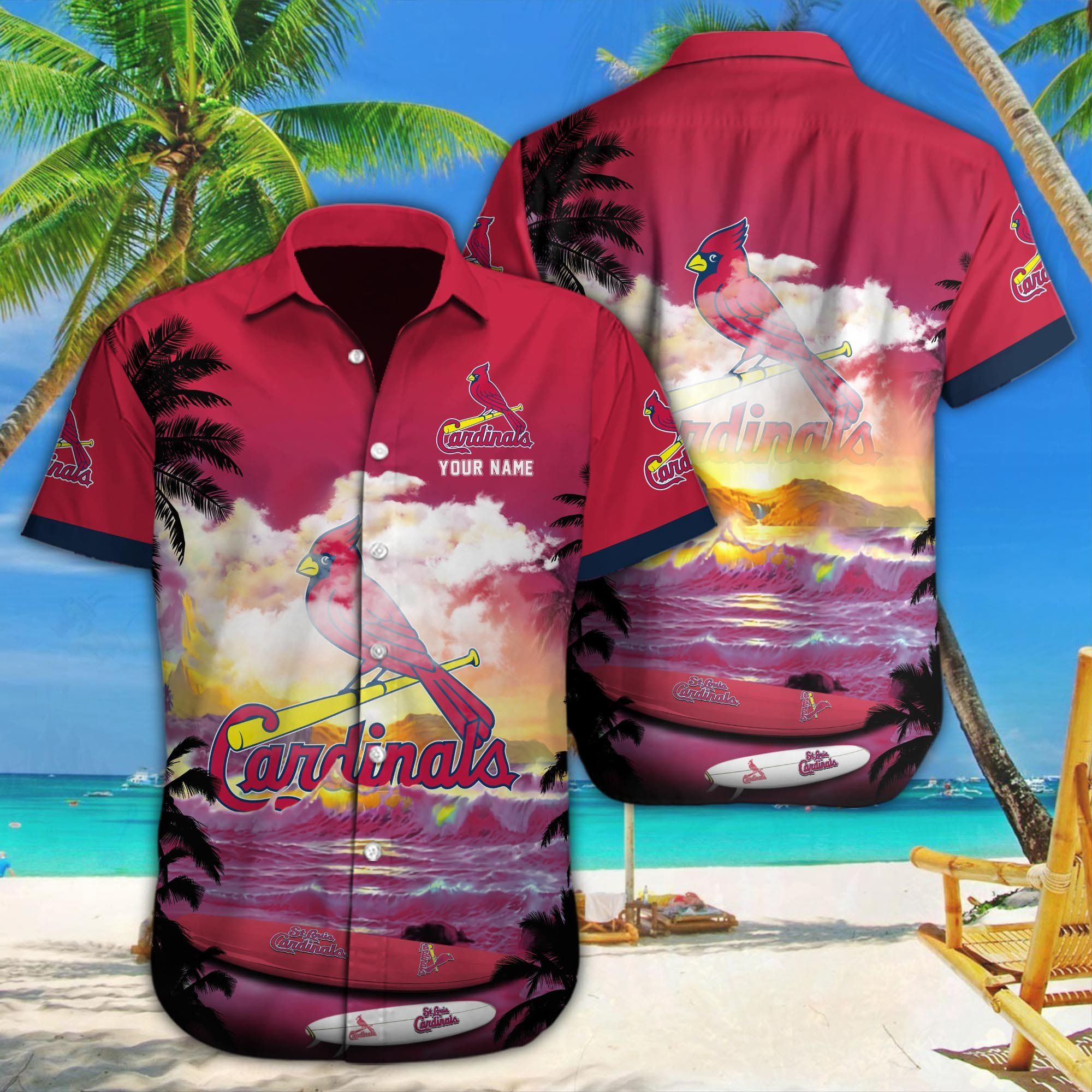 Custom Name St. Louis Cardinals Hawaiian Beach Shirt