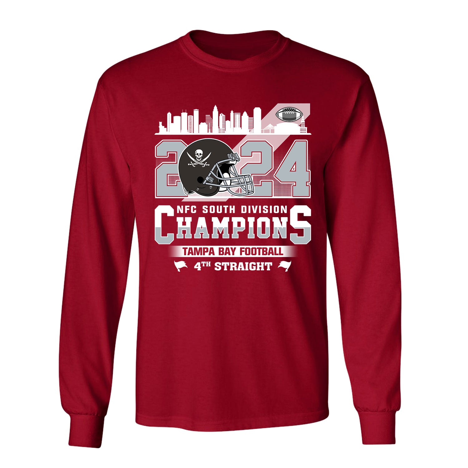 2024 Tampa Bay Football Nfc South Division Champions Skyline Long Sleeve Shirt, 2024 Nfc South Champs Long Sleeve Shirts For Tampa Bay Football Fans