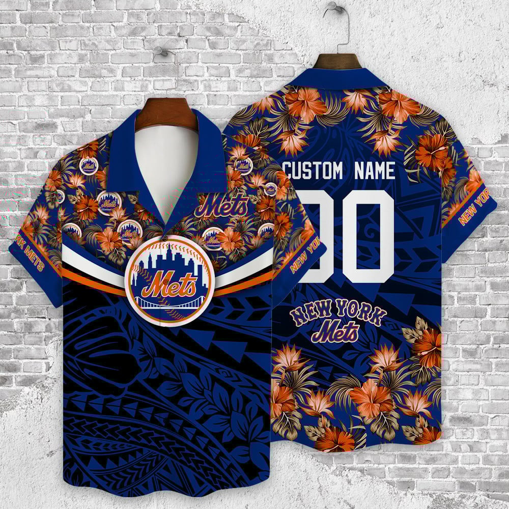 New York Mets Mlb Flower Pattern Summer Custom Hawaiian Shirt
