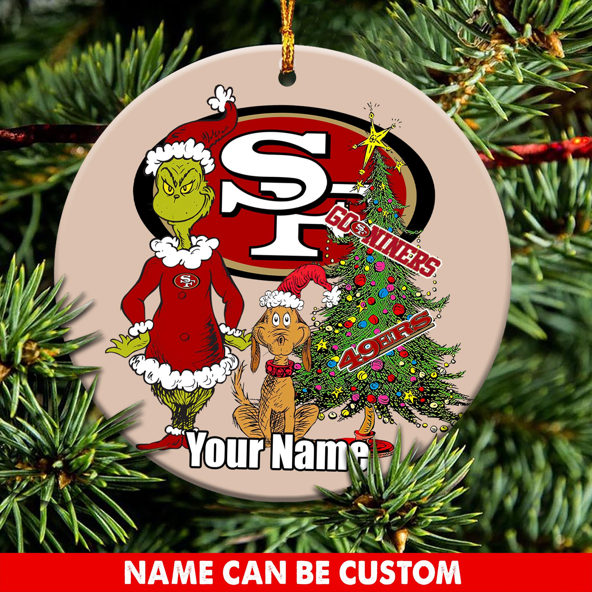 San Francisco 49Ers Nfl-Wooden Ornament 2 Side Custom T-44759