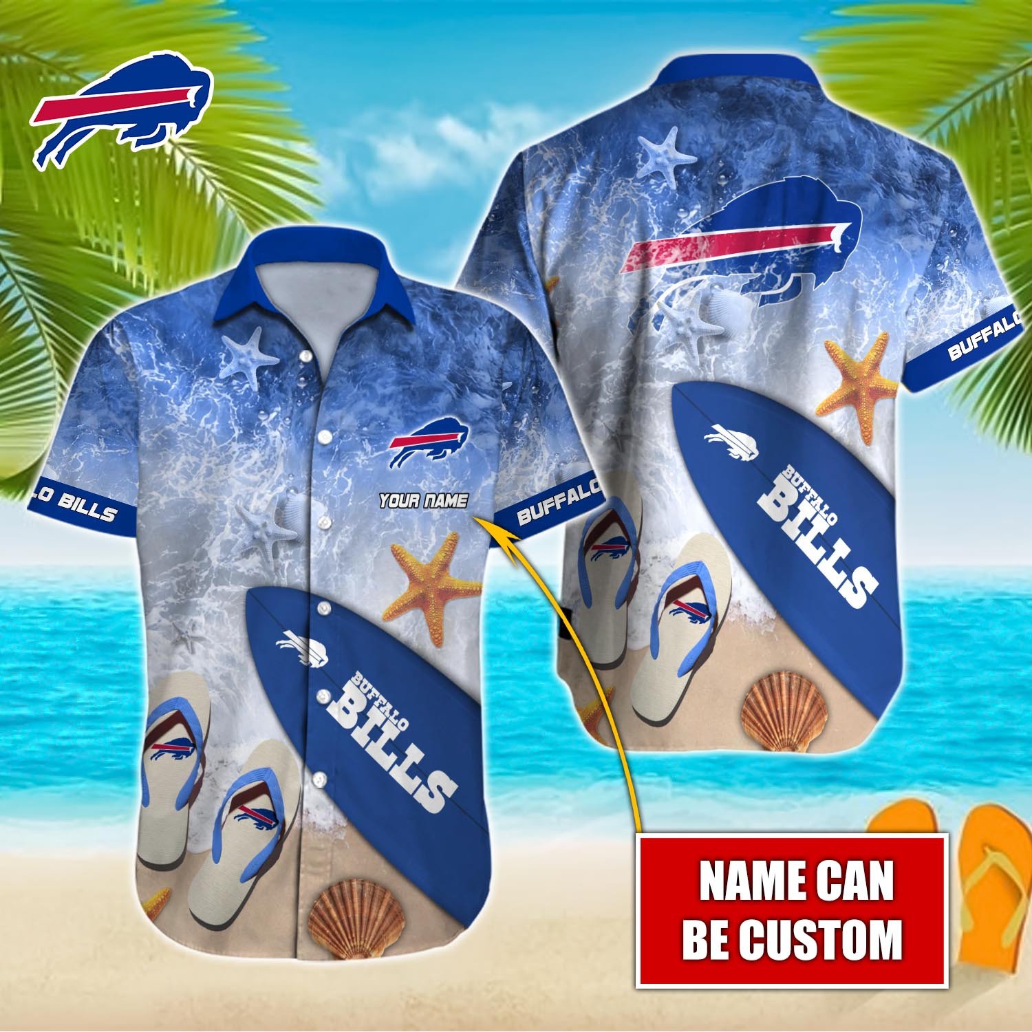 Buffalo Bills Custom Name Hawaiian Shirt T-39910 - Funnymugsandshirts Fashion