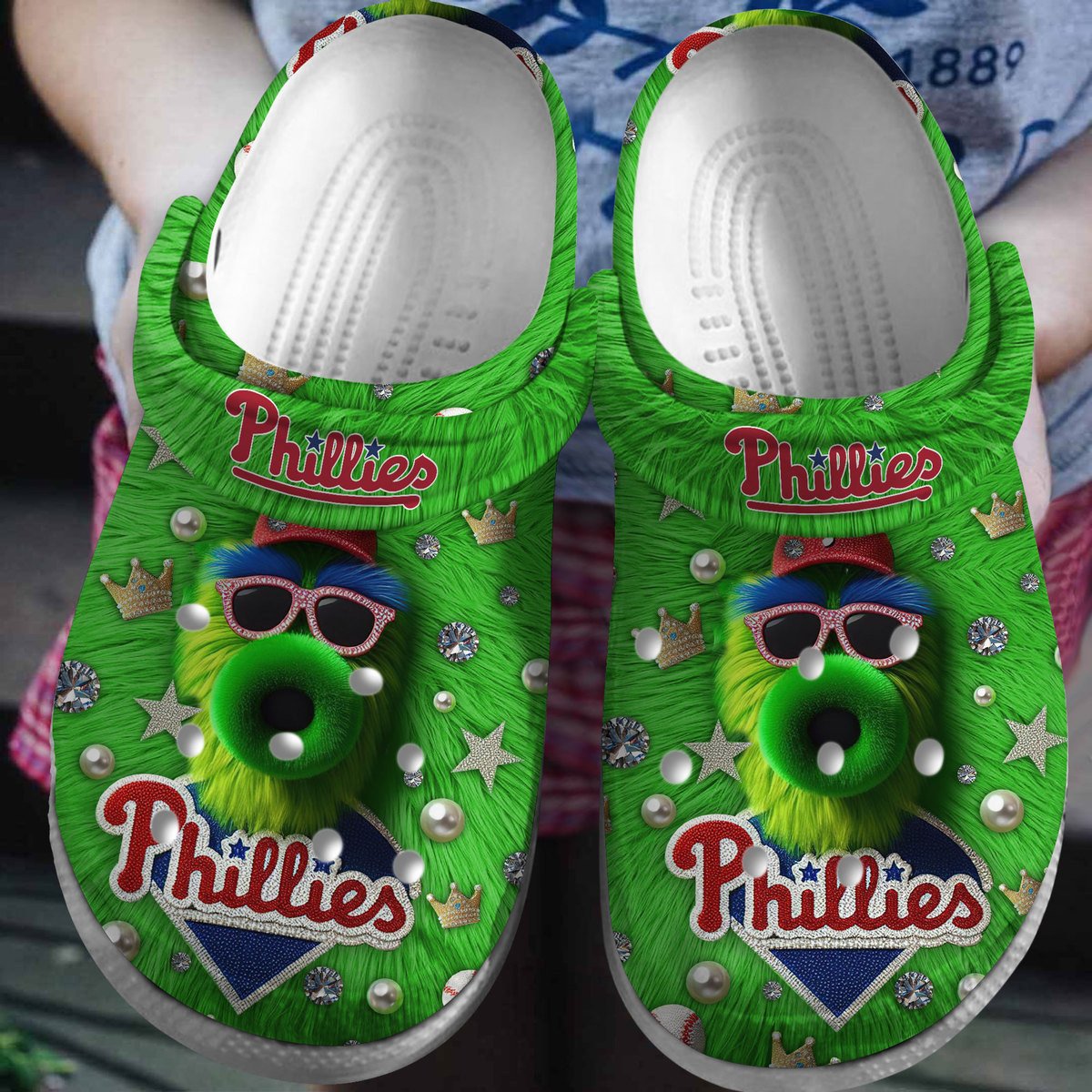 Philadelphia Phillies Logo Baseball MLB Cheer Mascot Greenie Crocss Classic Clogs Shoes Ver738