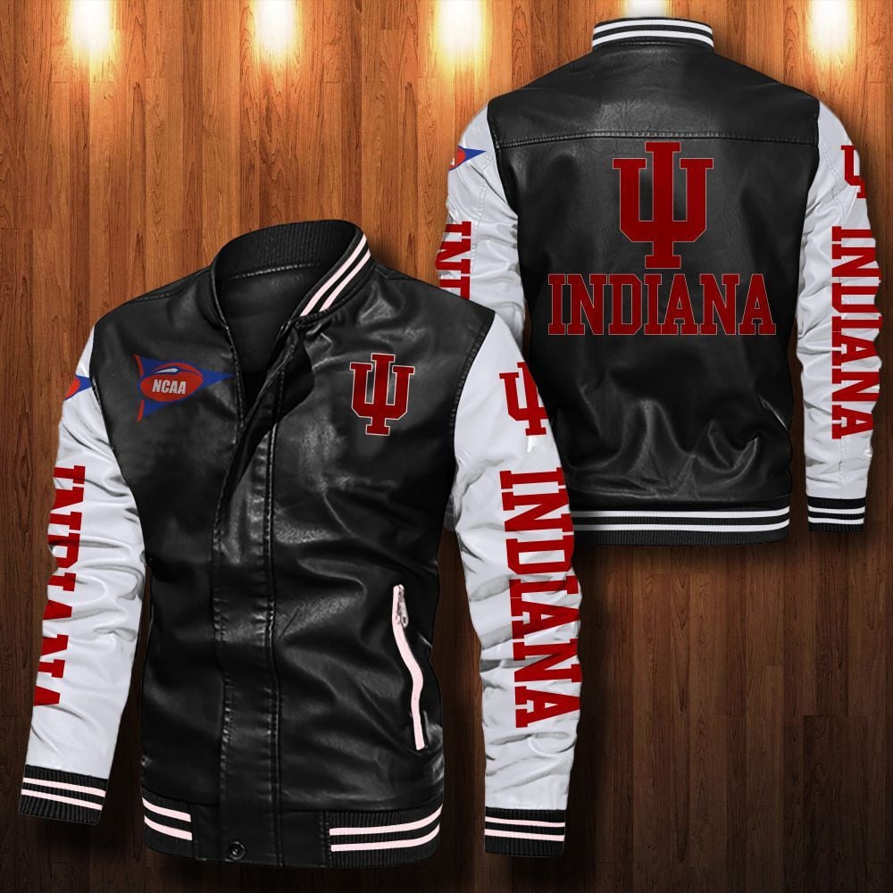 Indiana Hoosiers Leather Varsity Jacket Bomber Coat