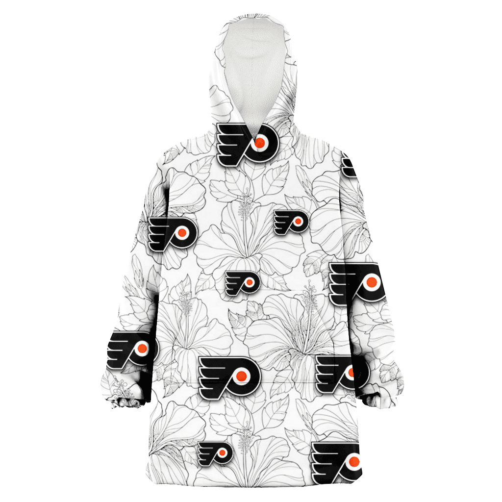 Philadelphia Flyers Sketch Hibiscus White Background 3D Printed Hoodie Blanket Snug Hoodie