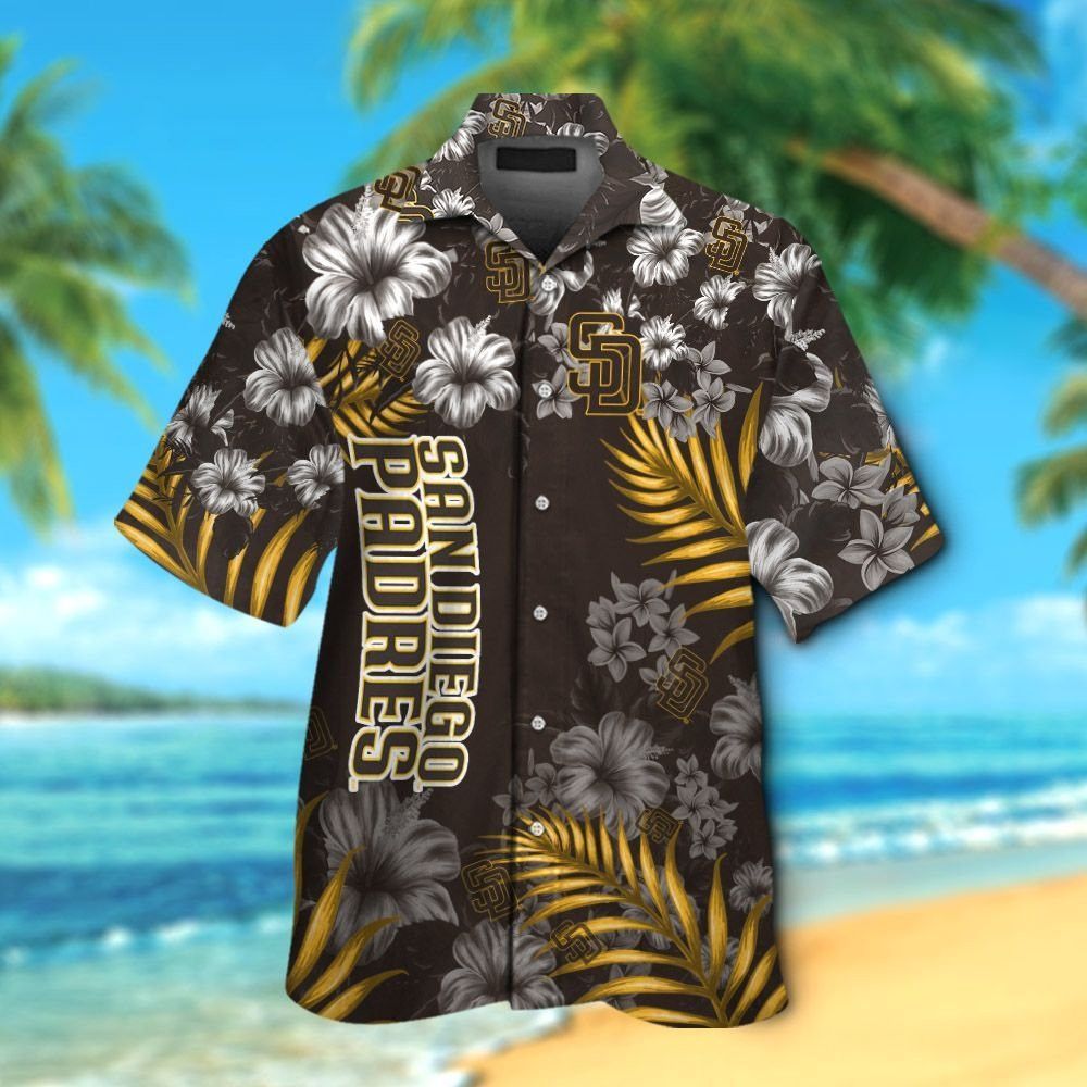 San Diego Padres Short Sleeve Button Up Tropical Hawaiian Shirt Ver06