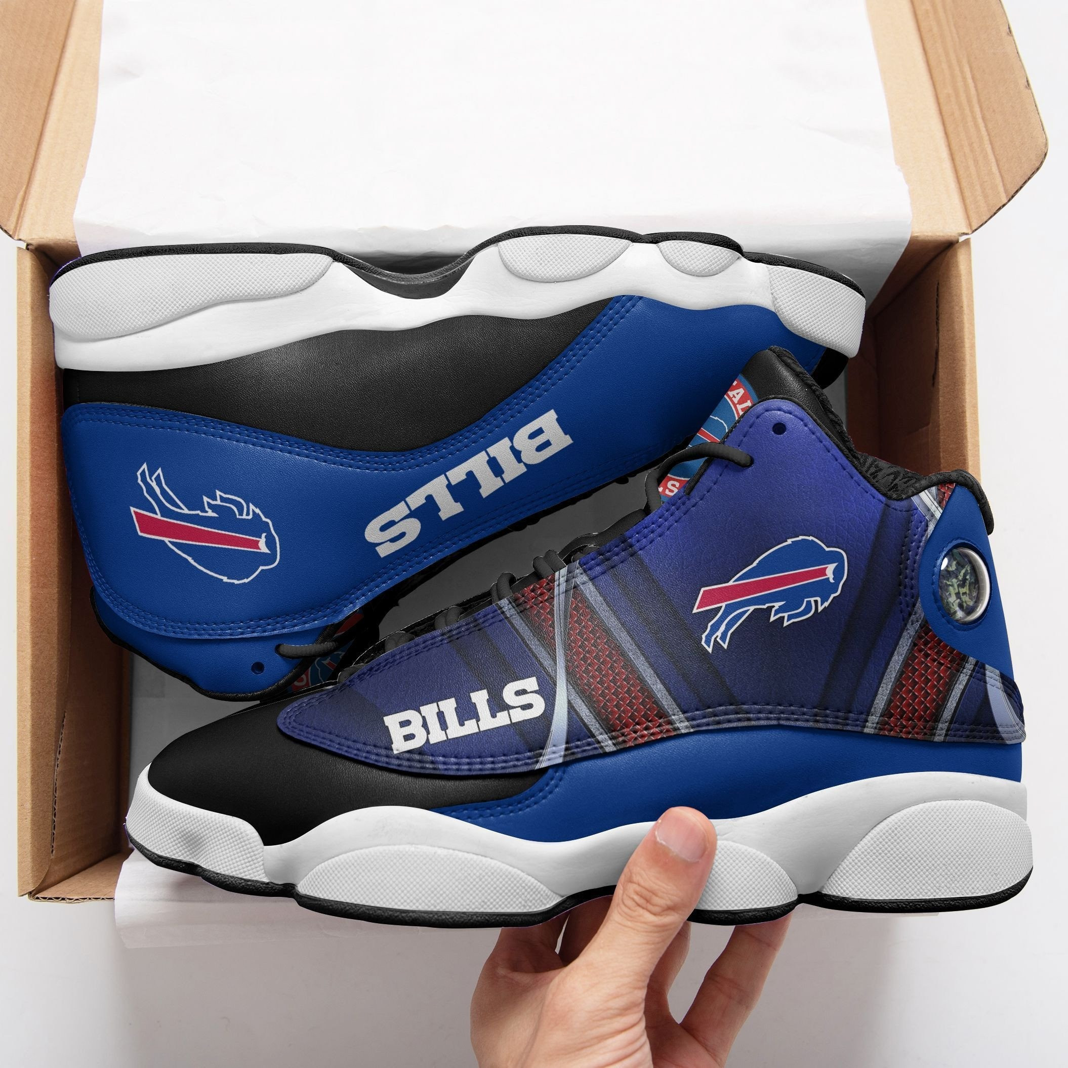 Buffalo Bills Unique Design Air Jordan 13 Shoes Sneakers Black & Blue JD13 V2620