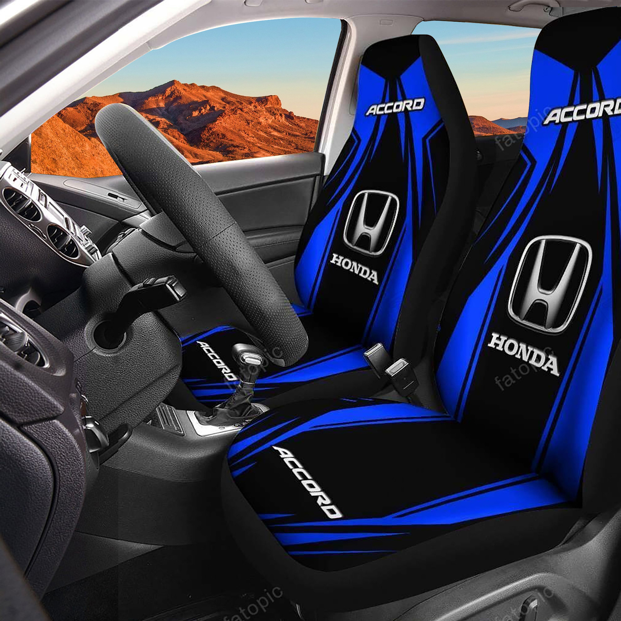 Honda Accord Logo Car Seat Cover Set (Blue) CSC4811