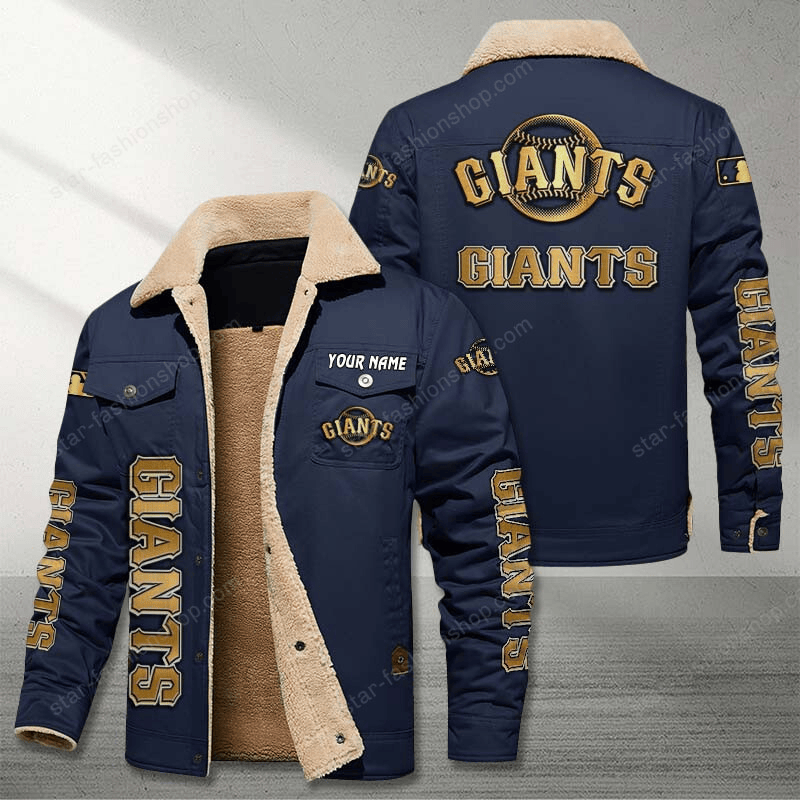 San Francisco Giants Navy Custom Name Stand Collar Jacket